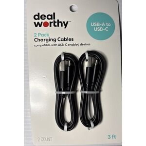 deal worthy  2pk Charging Cable  USB-A TO USB - A 3 FEET